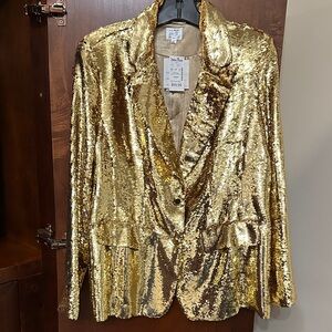 Just B Shimmering Gold Sequin Blazer